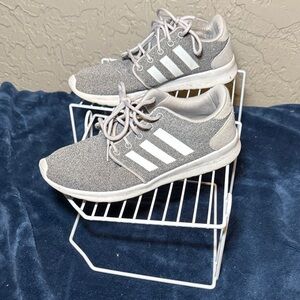Adidas Women's Cloudfoam QT Racer Running Sneakers Size 8.5 Shoes Grey White